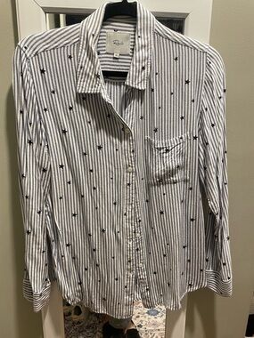 Rails Navy Stripe Star Button-Up Shirt
